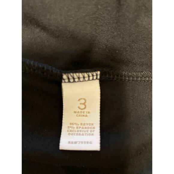 By Chicos Size 3 (XL) Size Black Top With Gold Beading Half Sleeve V-Neck - Picture 5 of 7